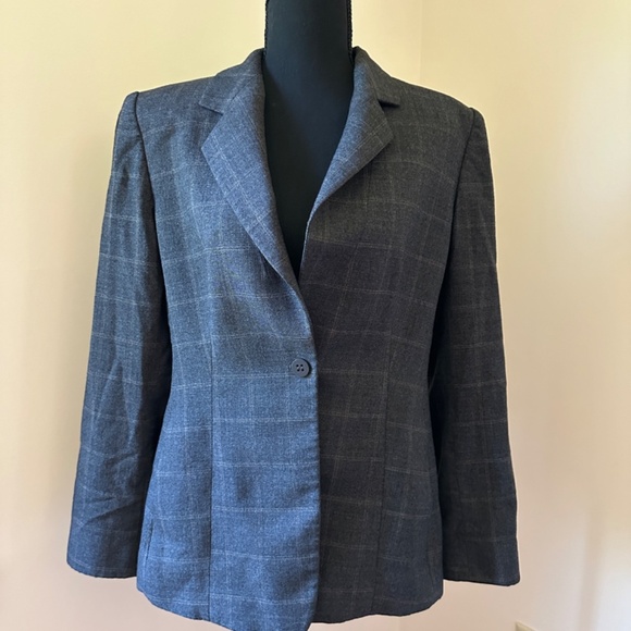 **ARAMANI COLLEZIONI* Gray Plaid Long Sleeve Blazer Suit Jacket Size 10 - Picture 1 of 7